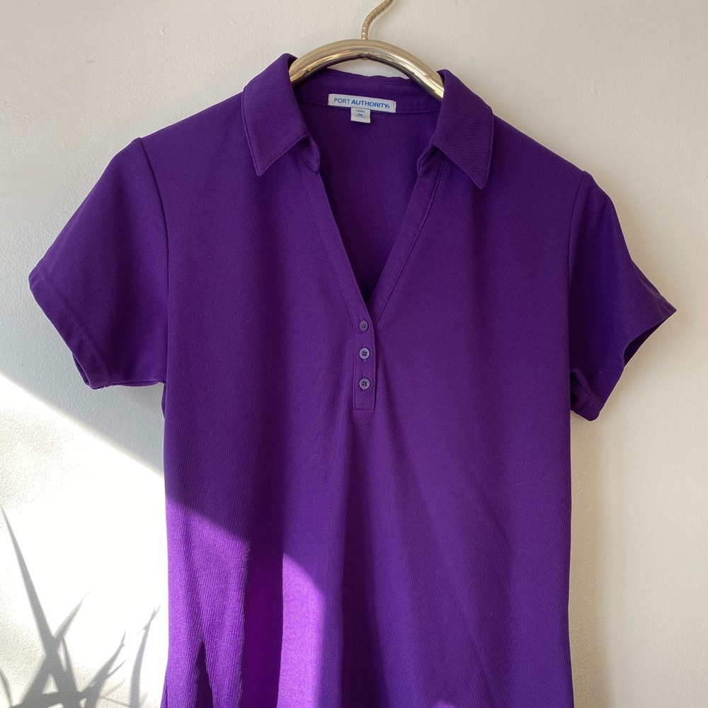 Port Authority Purple Polo w Three Buttons
